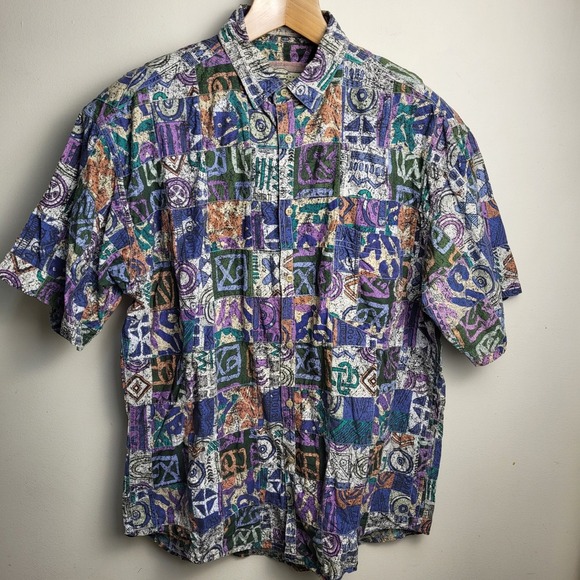 Vintage American Terrain Robert Peritz Abstract Print Button Up Shirt No Size - Picture 1 of 7